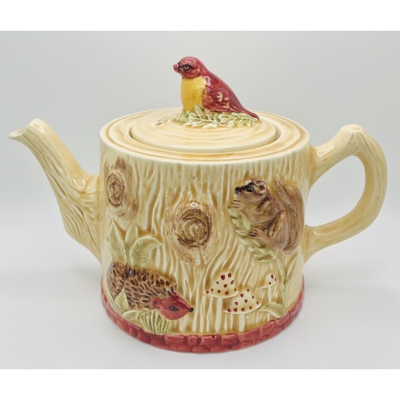 VTG Price Kensington Tea Pot Tree Bird Mushrooms Squirrel England 4408 READ - Picture 1 of 13